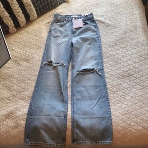 Blue ripped flare jeans